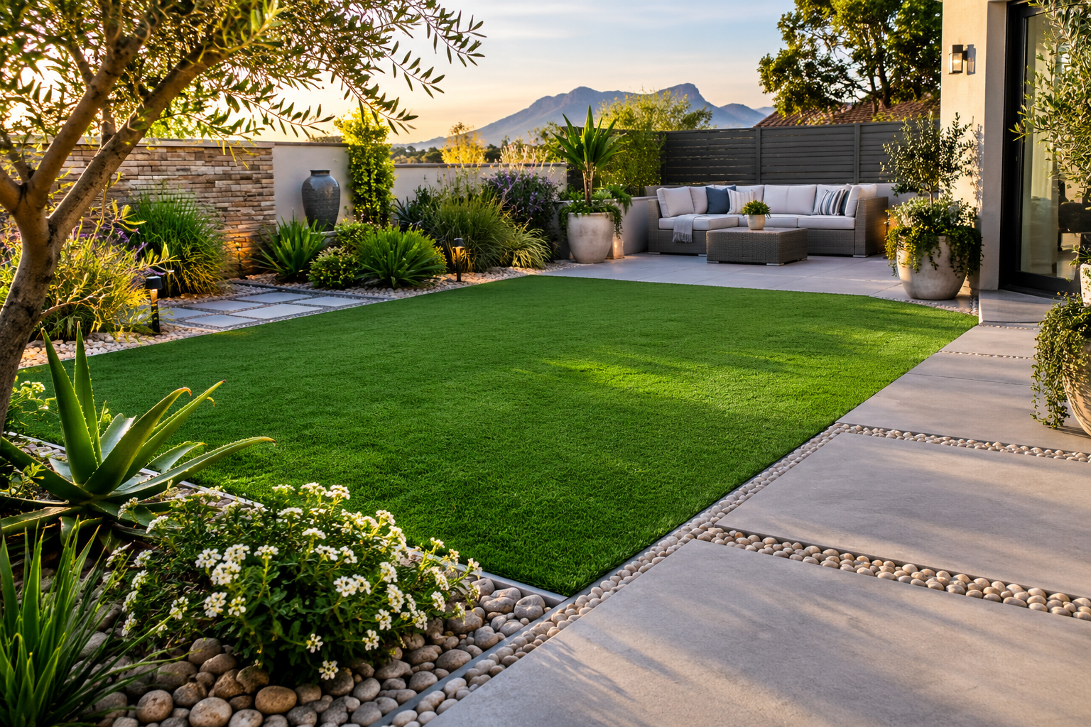 4 The Art Of Combining Artificial Grass With Paving, Stones And Plants1 25sept26